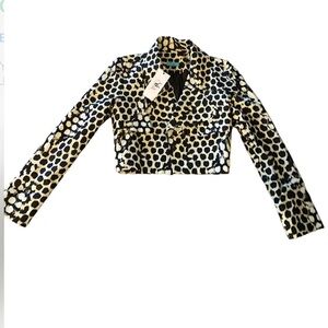 NWT Sika Handmade Cropped Black & Cream Jacket, size XS